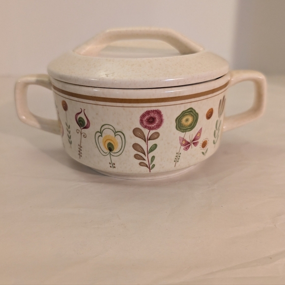 Vintage Temperware by Lenox Sprite Pattern Lidded Sugar Bowl - Picture 1 of 13